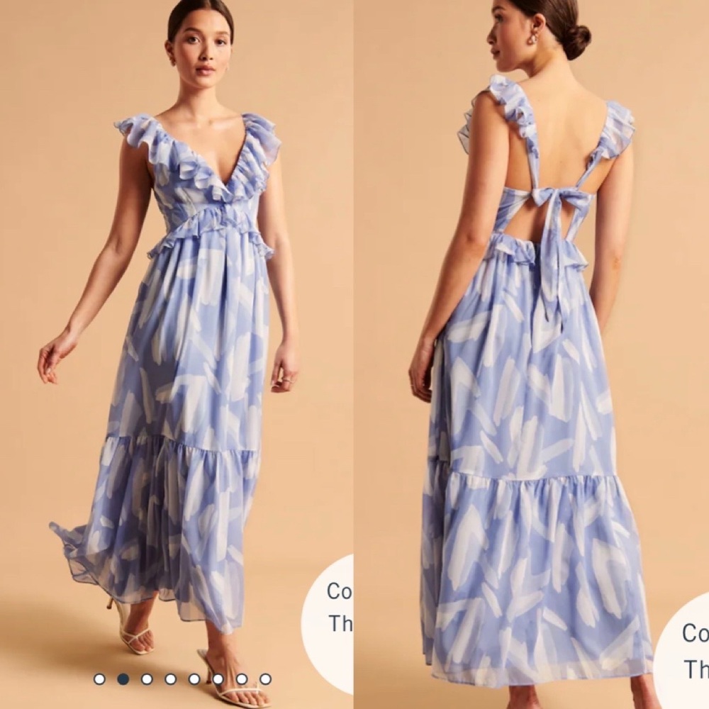 Abercrombie & Fitch Blue and White Maxi Dress